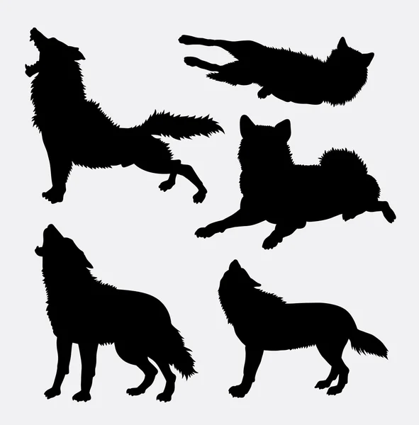 Wolf wild animal and action silhouette. — Stock Vector