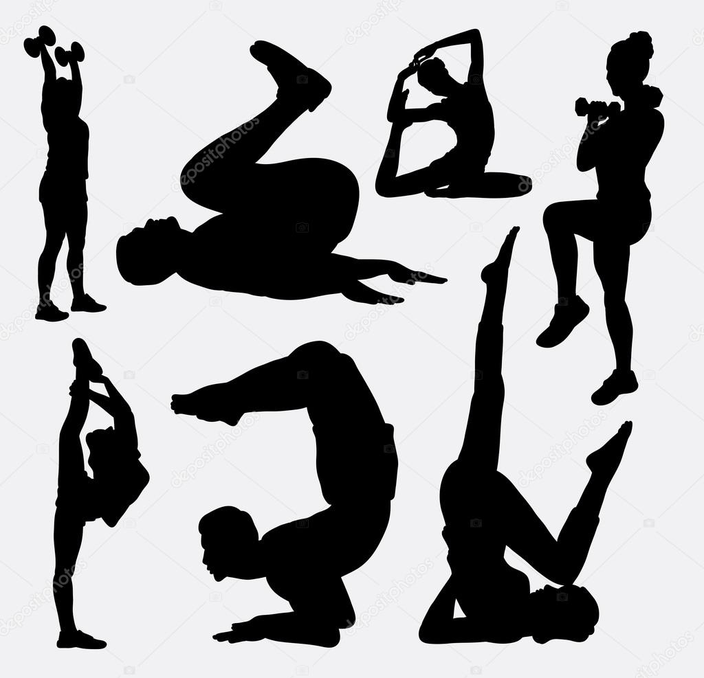 Aerobic man and woman sport show silhouette. Good use for symbol, logo, avatar, mascot, web icon, sticker, or any design you want. Easy to use.