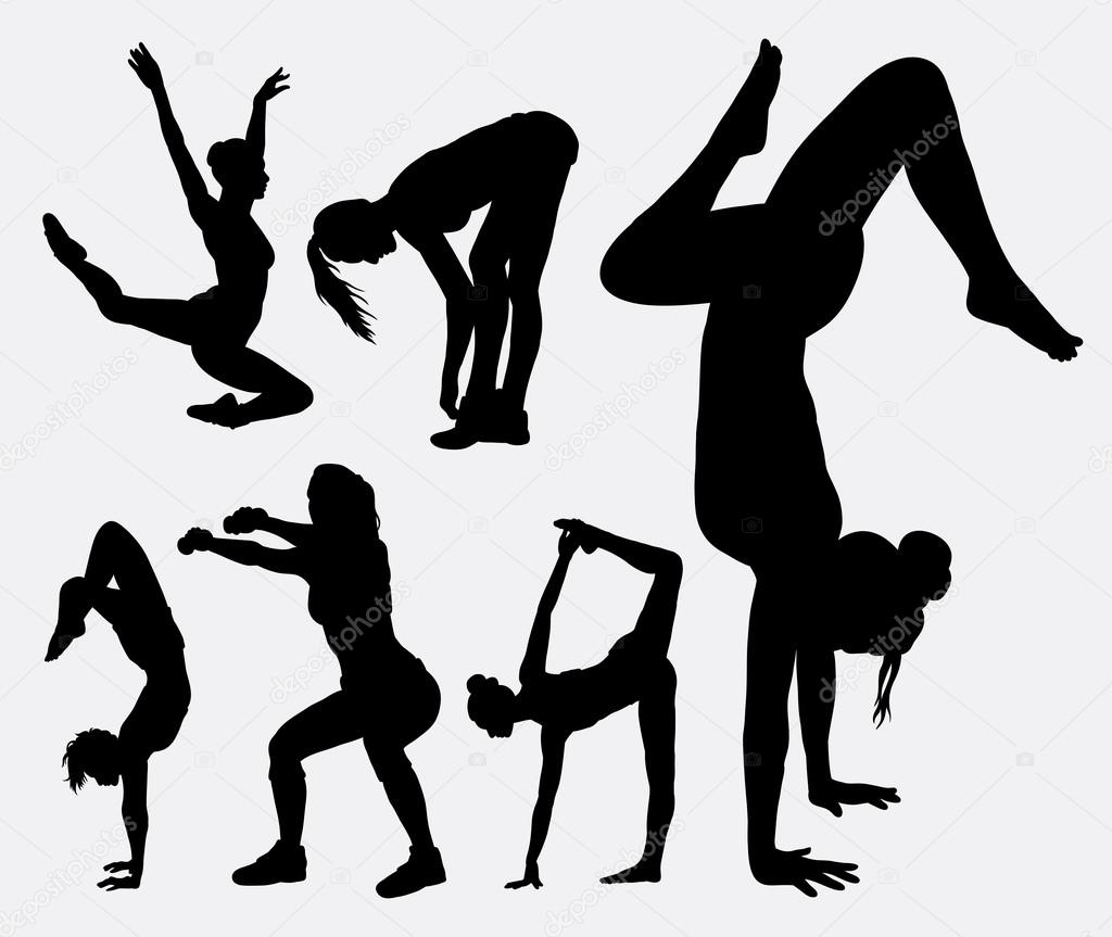 Aerobic sport female activity silhouette