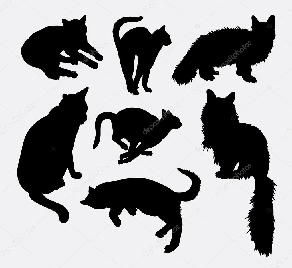 Cat pet animal activity silhouette. Good use for symbol, logo, web icon, mascot, sign, sticker design, or any design you want. Easy to use.