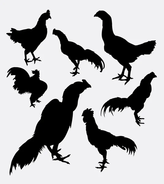 Rooster, cock, hen, chicken silhouette 1. — Stock Vector