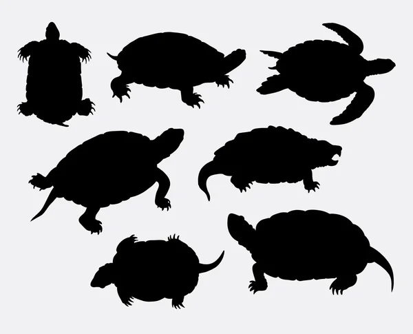 Kaplumbağa, kaplumbağa, amfibi nadir hayvan siluet. Sembol, web simgesi, logo, maskot, oyun öğe, işaret veya istediğiniz herhangi bir tasarım için iyi kullanın. Kullanımı kolay. — Stok Vektör