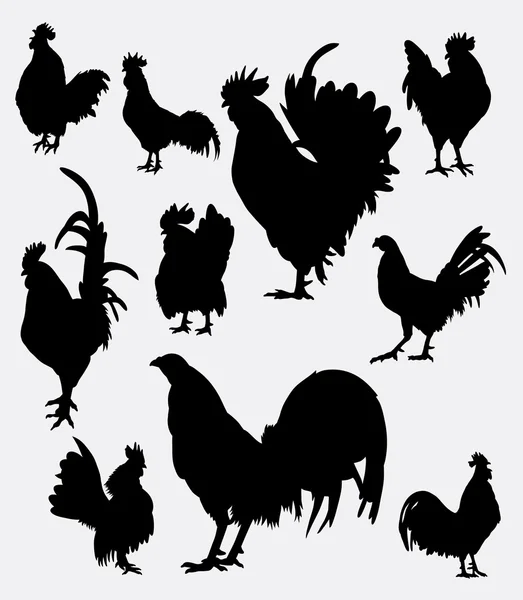 Rooster poultry animal silhouette 5 — Stock Vector