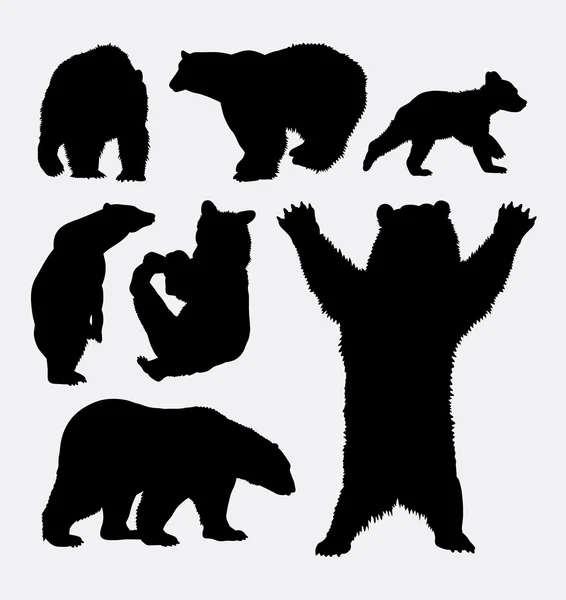 Urso selvagem animal silhueta 2 — Vetor de Stock
