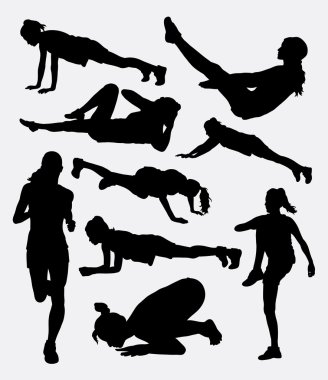 Pilates kadın ve erkek spor aktivite siluet