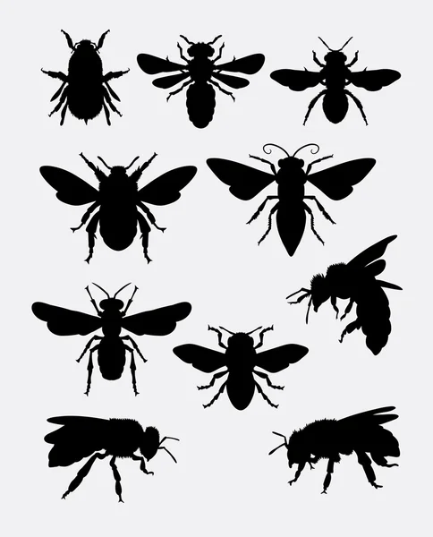 Silhouette d'insecte d'abeille — Image vectorielle