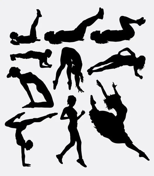 Pilates vrouwelijke sport activiteit silhouet 1 — Stockvector