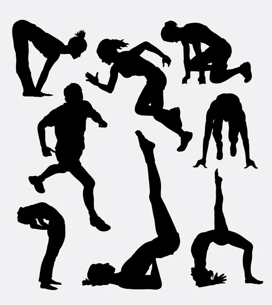 Antrenament silueta sport masculin și feminin — Vector de stoc