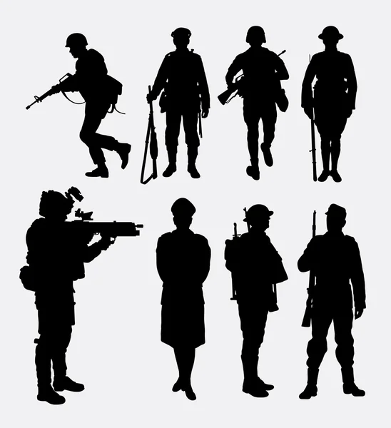 Soldier army and police silhouette 2 — Stock Vector