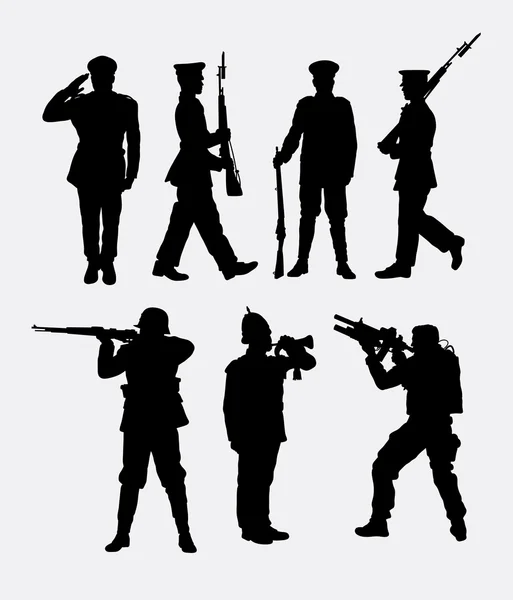 Soldat armé och polis silhouette 1 — Stock vektor