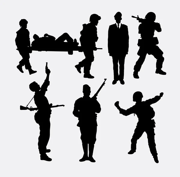 Silhouette soldat armée et police 5 — Image vectorielle
