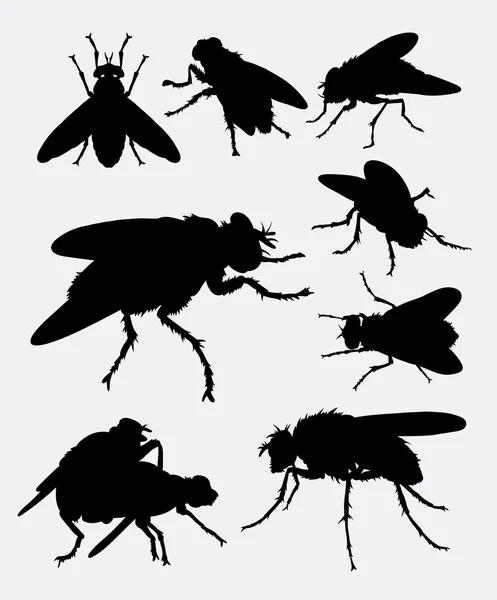 Flies insect animal silhouette — Stock Vector