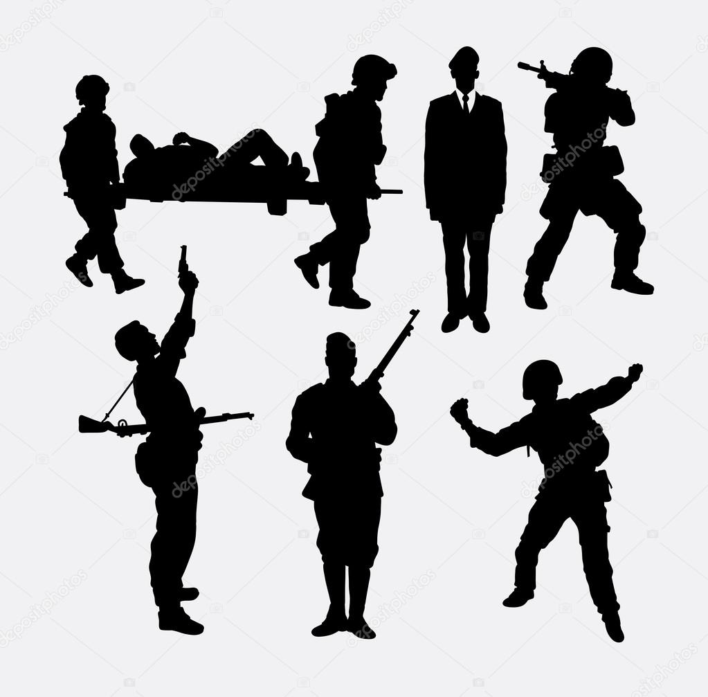 Soldier, army and police silhouette 5. good use for symbol, logo, web icon, mascot sticker, or any design you want.