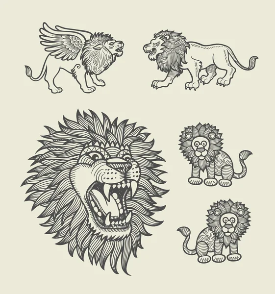 Lew wzór dekoracji — Wektor stockowy