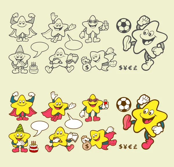 Superstar cartoon character icons — Stock Vector
