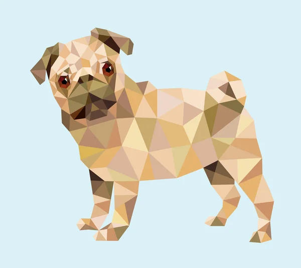 Mops Hundedreieck niedrig Polygon — Stockvektor