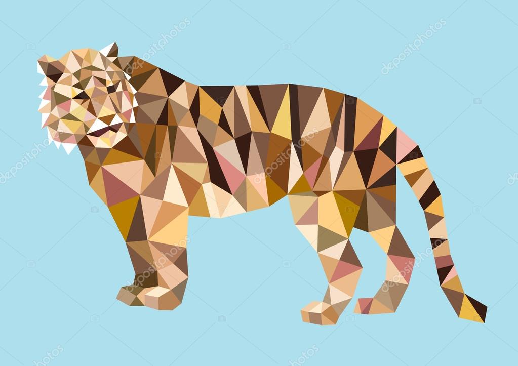 Tiger triangle low polygon style. Nice and clean vector. Good use for your symbol, mascot, website icon, avatar, sticker, or any design you want. Easy to use.