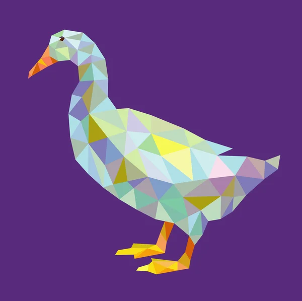 Pato animal con triángulo bajo polígono — Vector de stock