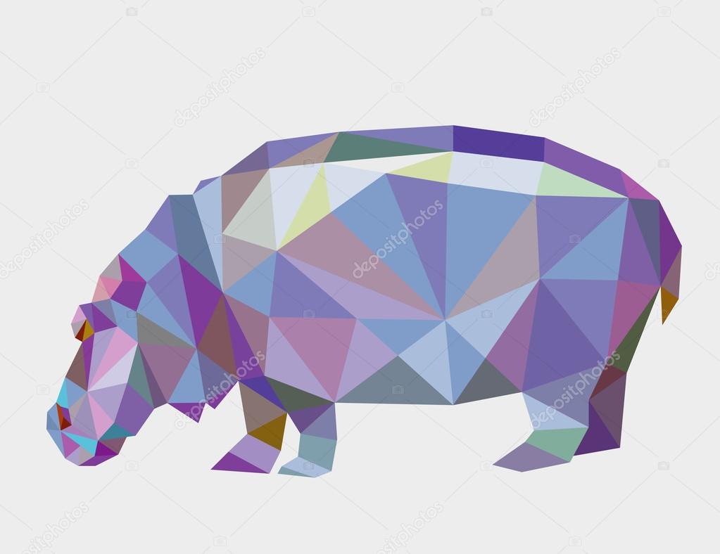 Hippopotamus animal triangle low polygon
