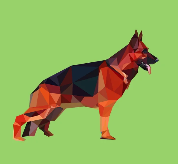 Deutscher Schäferhund niedrig Polygon — Stockvektor