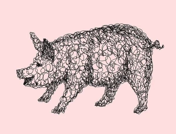 Schwein Tier curl abstrakt — Stockvektor