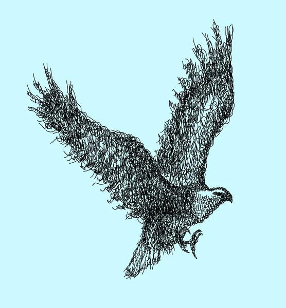 Aquila uccello volando ricciolo astratto — Vettoriale Stock