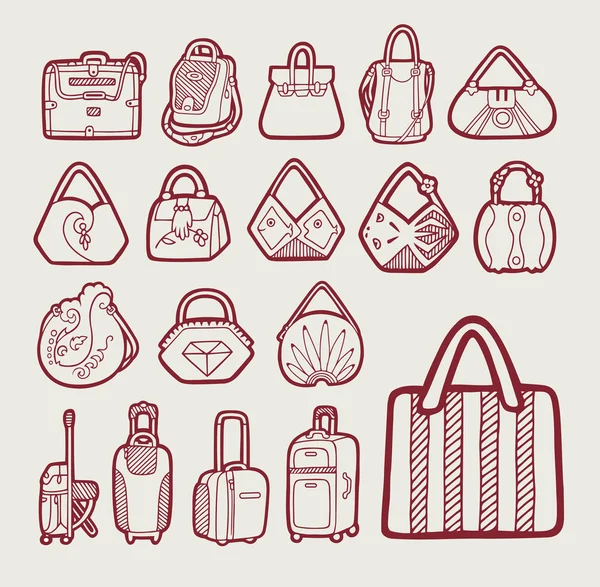 Väskor-ikonen skiss — Stock vektor