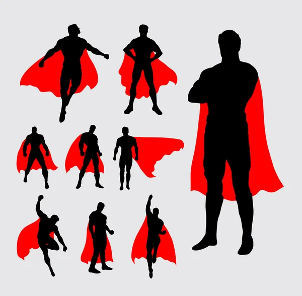 Siluetas de superhéroe masculino — Vector de stock