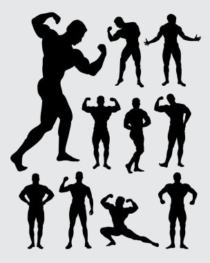 Bodybuilder muscular guy silhouettes