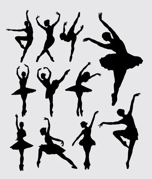 Balett kvinna dansare silhuetter — Stock vektor