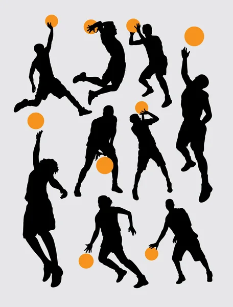 Silhouettes sport basket-ball — Image vectorielle