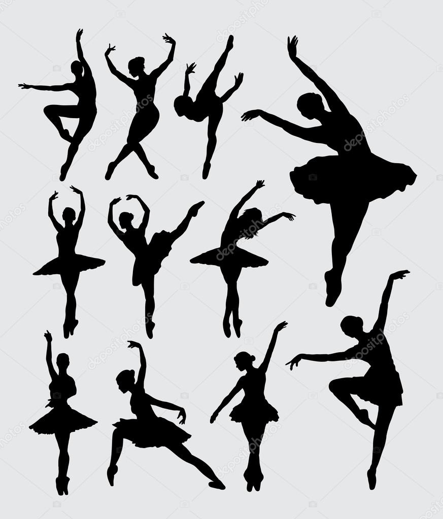 Ballet woman dancer silhouettes
