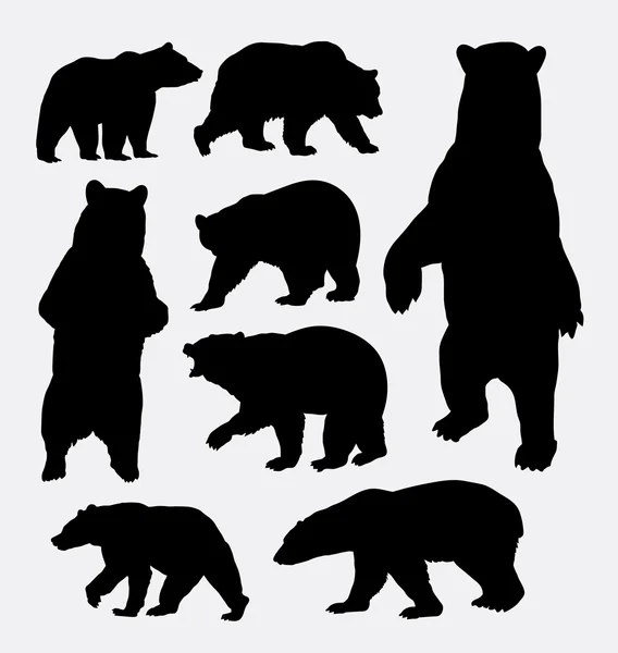 Bear wild animal silhouettes — ストックベクタ