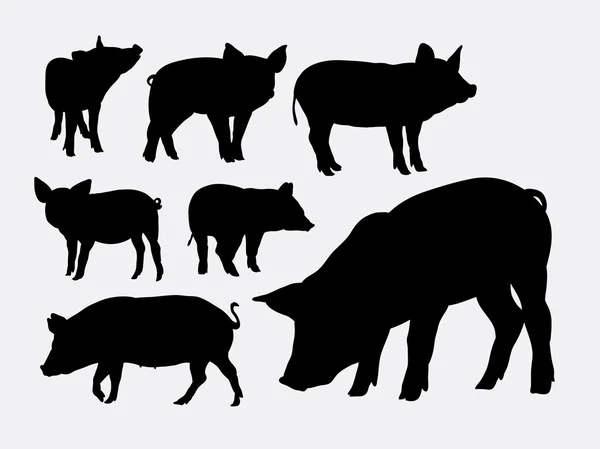 Pig animal silhouettes — Stock Vector