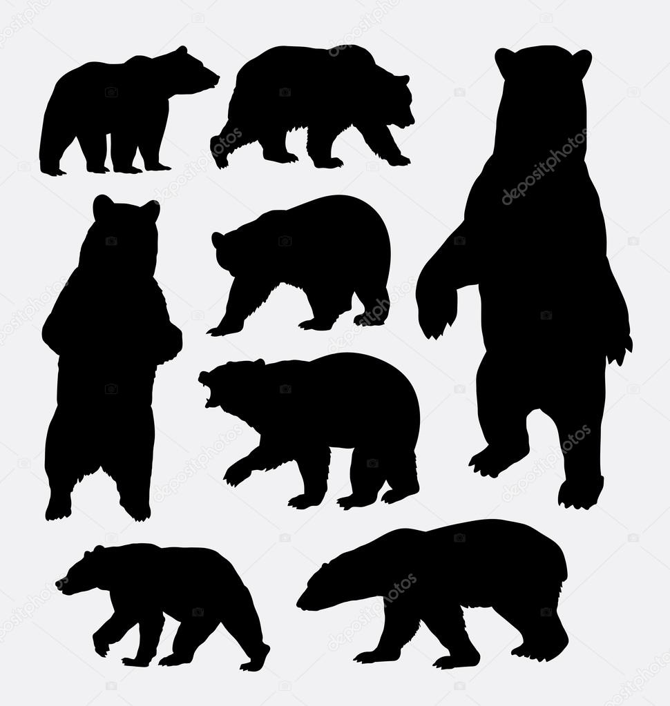 Bear wild animal silhouettes. Good use for symbol, web icons, logo, mascot, or any design you want. Easy to use.