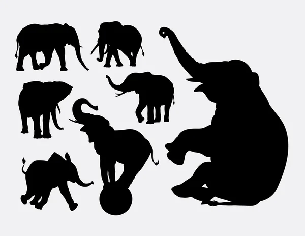 Elephant animal silhouettes — Stock Vector