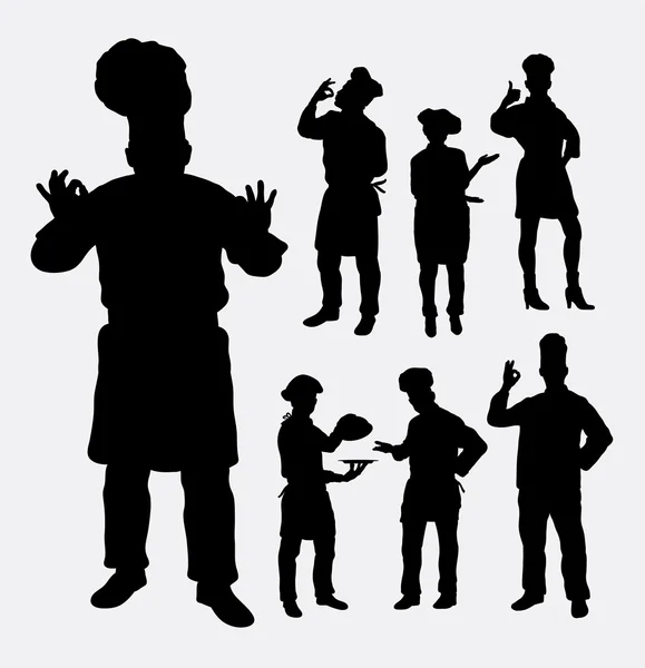 Master chef profession silhouettes — Stock vektor