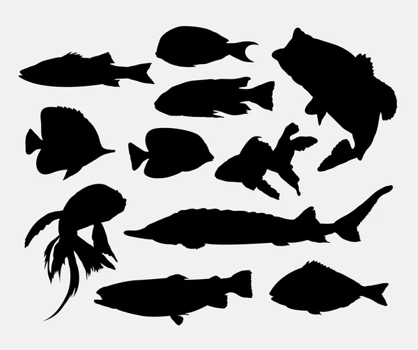 Siluetas de pescado — Vector de stock