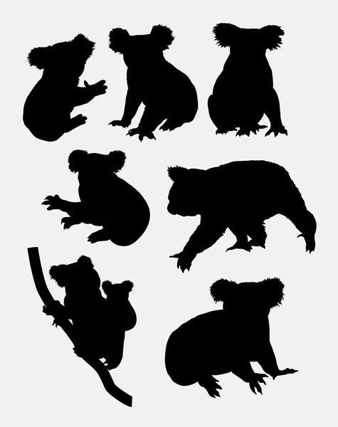 Cute koala animal silhouettes — Stockový vektor