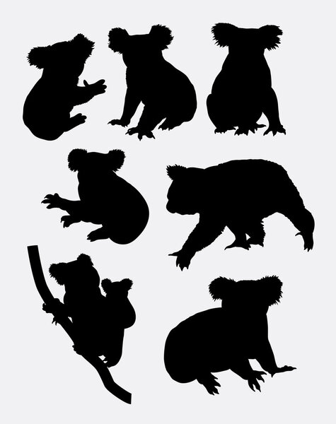 Cute koala animal silhouettes