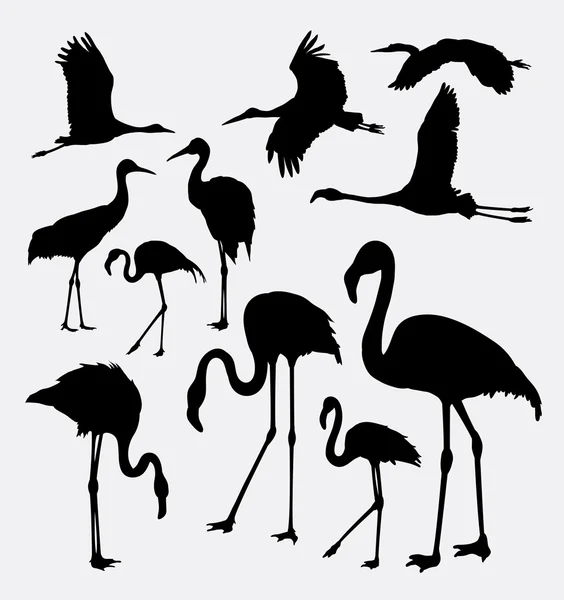 Flamingo in action silhouettes — Wektor stockowy