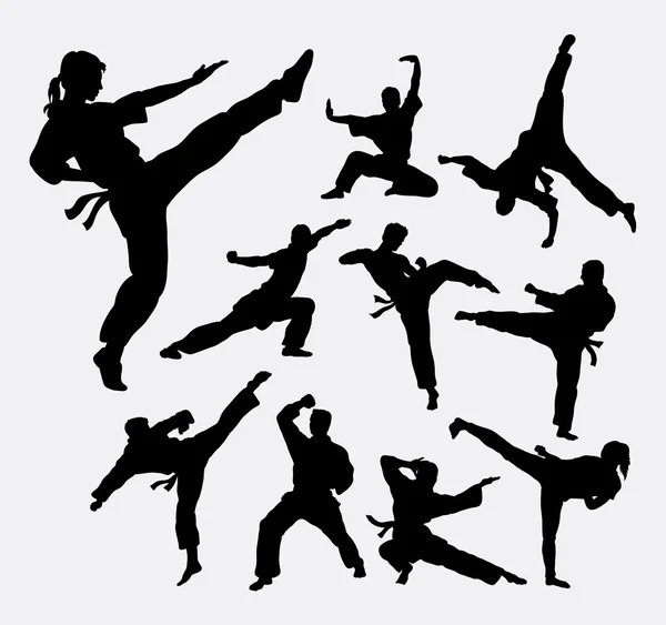 Martial art 2 male and female silhouettes Stock Vector
