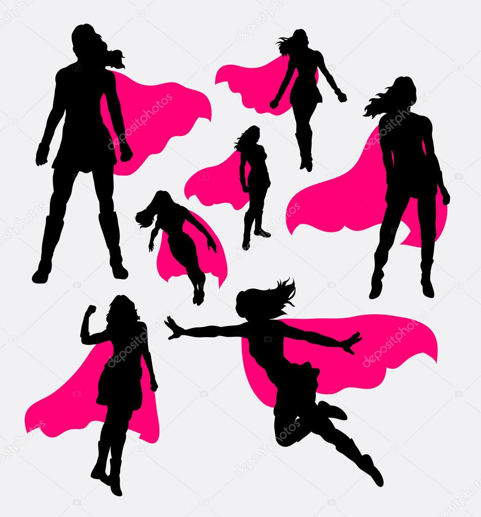Female superhero silhouettes. Good use for symbol, web icons, logo, mascot, or any design you want. Easy to use.