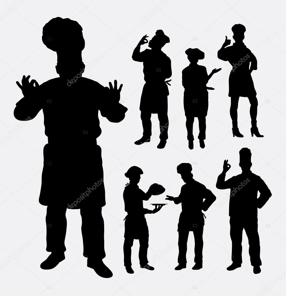 Master chef profession silhouettes. Good use for symbol, web icons, logo, mascot, or any design you want. Easy to use.