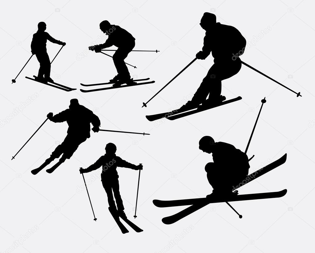 Skiing sport silhouette