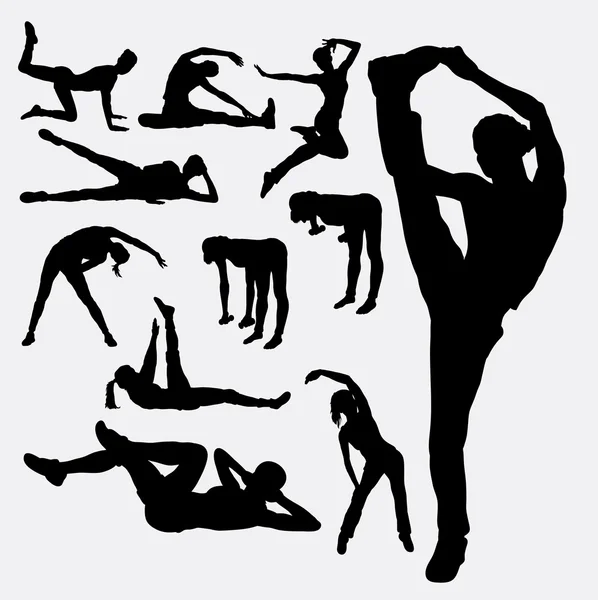 Woman aerobic dance fitness sport silhouettes — Stock Vector