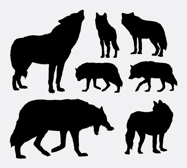 Wolf animal silhouettes — Stock Vector