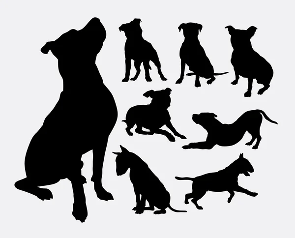 Pitbull, bulldog, terrier, dog animal silhouettes — Διανυσματικό Αρχείο