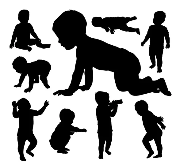 Baby playing silhouettes — Stock vektor