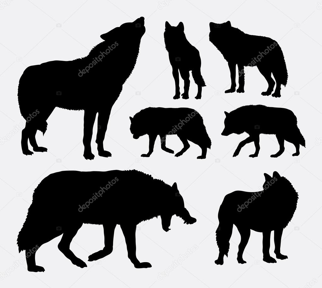 Wolf wild animal silhouettes. Good use for symbol, web icons, logo, mascot, or any design you want. Easy to use.